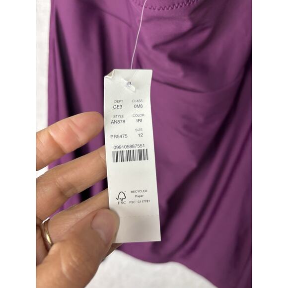 J. Crew Women's 12 One-Piece Halter Wrap Swimsuit Swimdress Burgundy Purple - Picture 6 of 9